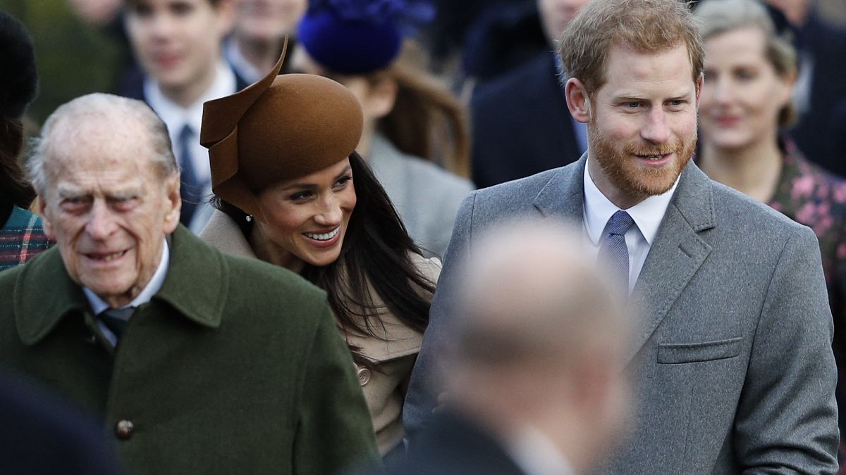 Britain's Prince Philip, Duke of Edinburgh, US actress and fiancee of Britain's Prince Harry Meghan Markle and Britain's Prince Harry