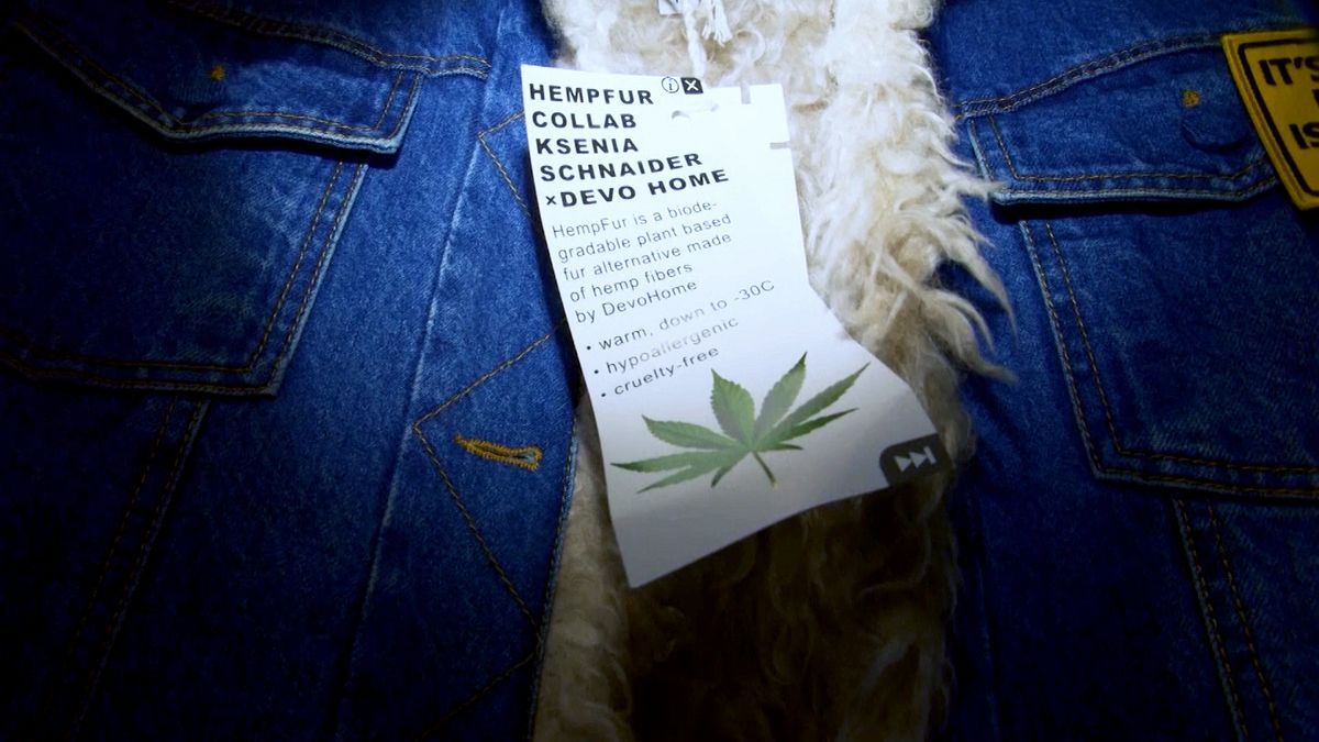 The cruelty-free biodegradable fur is made from hemp fibres. 
