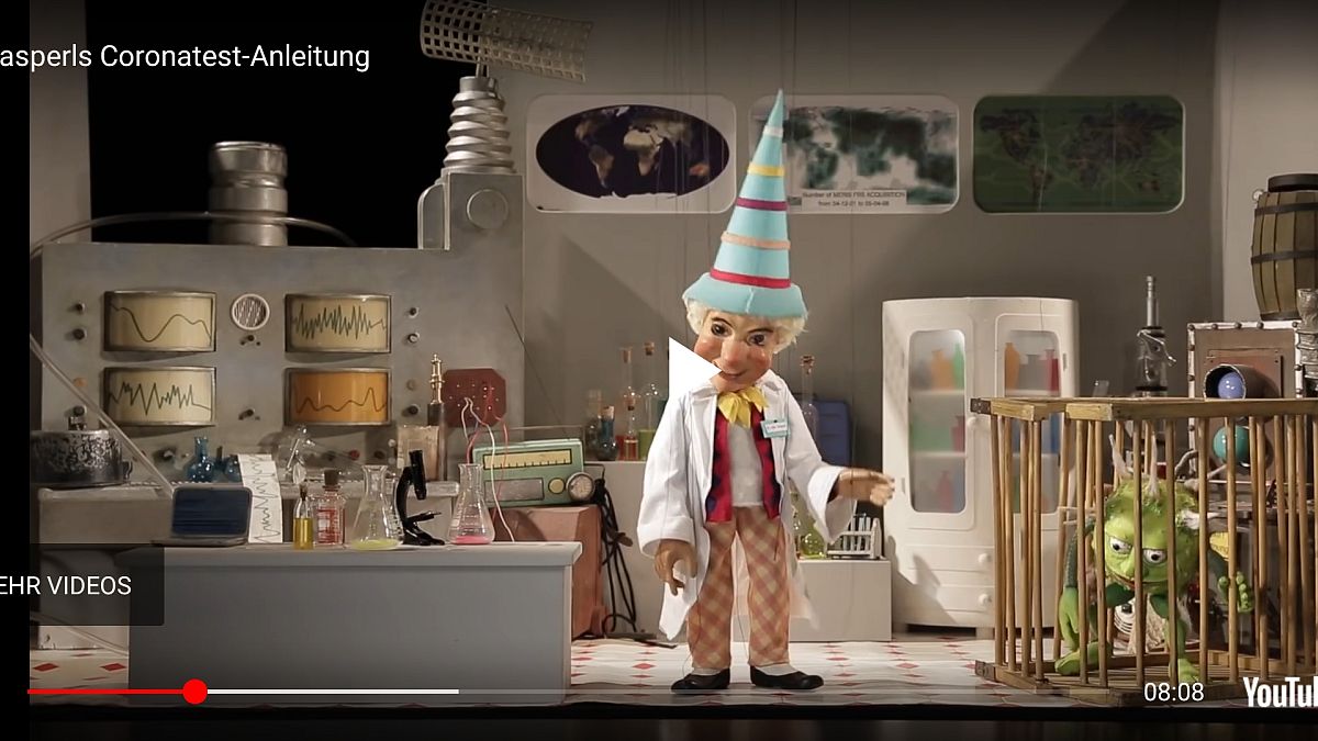Video der Augburger Puppenkiste zum Corona-Selbsttest für Kinder