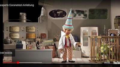 Video der Augburger Puppenkiste zum Corona-Selbsttest für Kinder