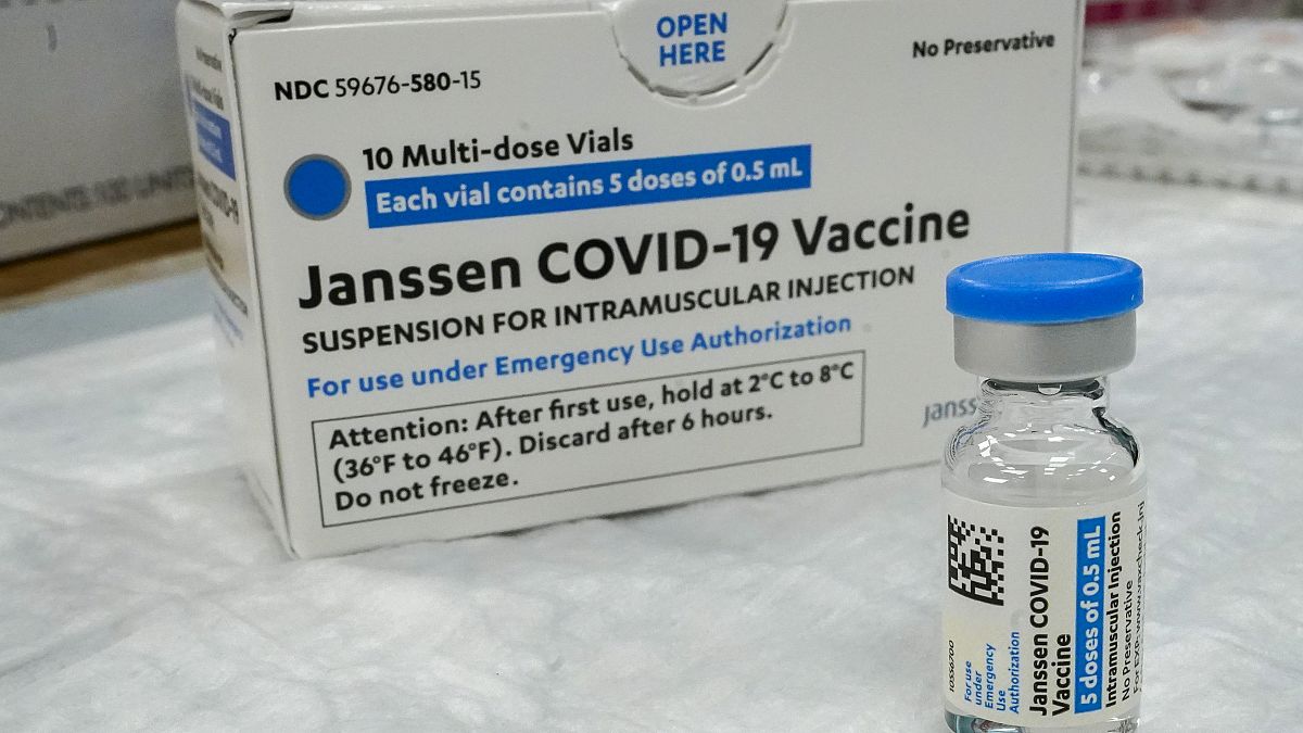 The Johnson & Johnson COVID-19 vaccine sits on a table at a pop up vaccinations site in New York.