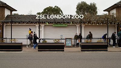 Visitors join queue at ZSL London Zoo entrance