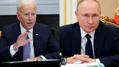 El presidente de Estados Unidos, Joe Biden y el presidente de Rusia, Vladímir Putin. 