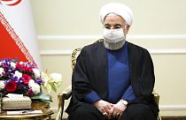 Iranian President Hassan Rouhani during talks with Russian in Tehran