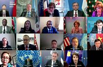 A screenshot of the virtual UN meeting