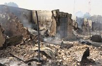 الدمار في بلدة داماساك النيجيرية بعد أن تعرضت إلى هجوم من قبل جهاديين 