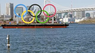 Japonya'nın başkenti Tokyo'da olimpiyat halkaları