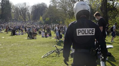 Police evict a group of people in the Vauban park in Lille, northern France. March 30, 2021.