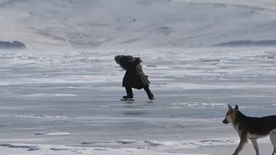 Lake Baikal, Russia - 5th March 2021. - Lyubov Morekhodova skating 