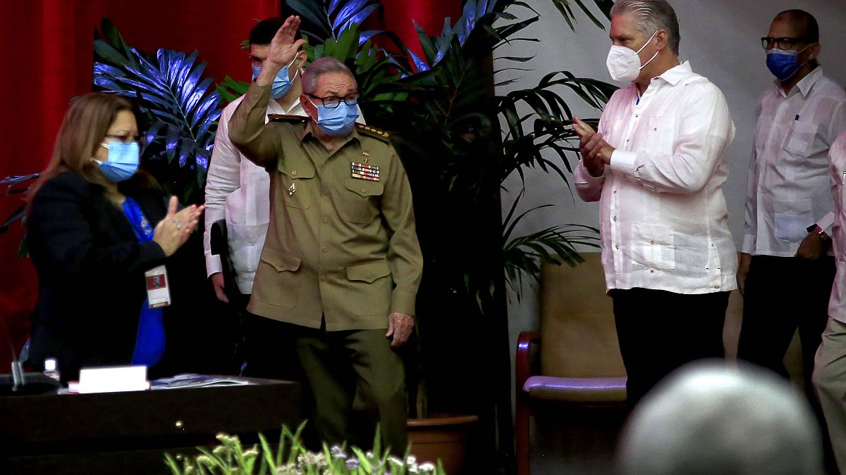 راوول كاسترو يحضرمؤتمر الحزب الشيوعي في هافانا. 2021/04/16