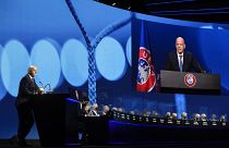 FIFA ve UEFA Başkanları Infantino ve Ceferin, 45. UEFA Kongresi'nde Avrupa Süper Ligi oluşumuna tepki gösterdi.
