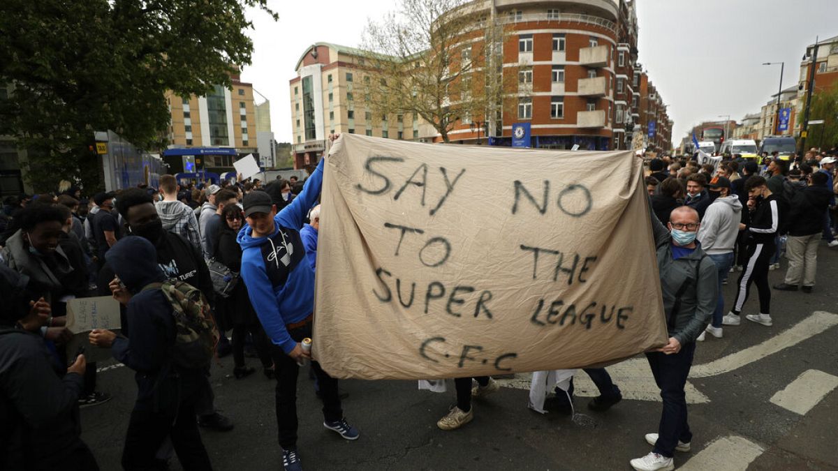 Protesta contra la Superliga en Reino Unido
