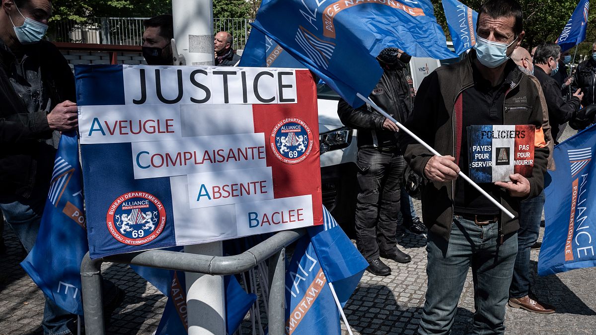 Manifestations de policiers partout en France, ici à Lyon, le 20 avril 2021