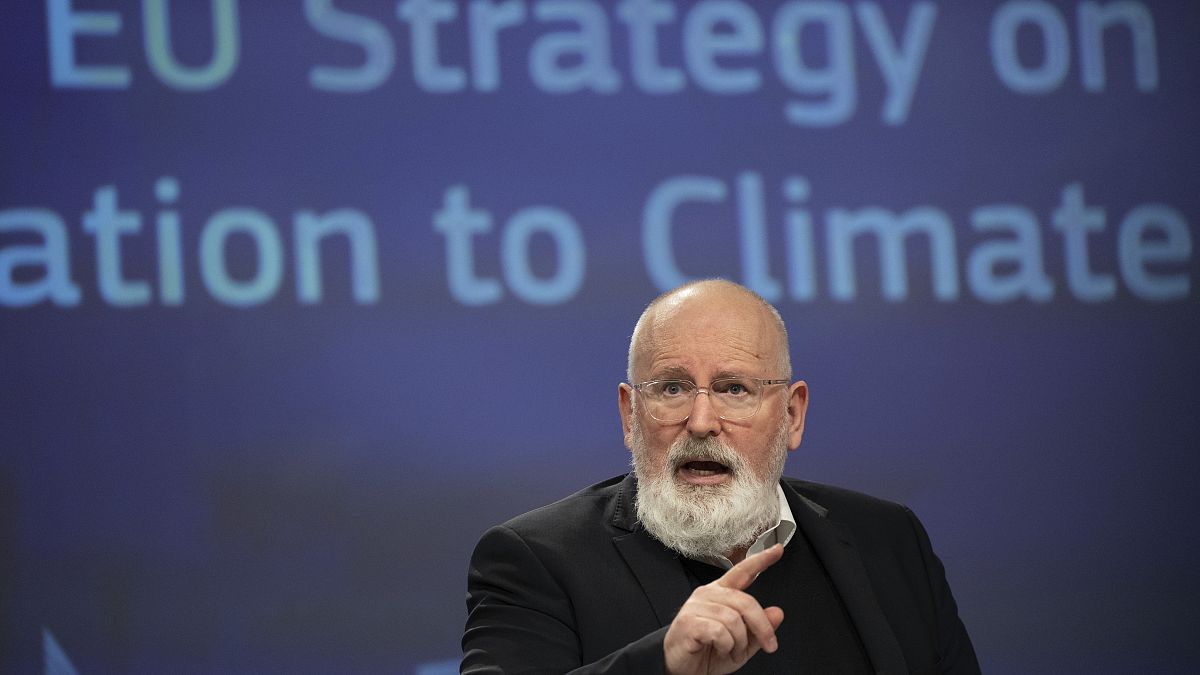 European Commissioner for European Green Deal Frans Timmermans at EU headquarters in Brussels on Feb. 24, 2021.