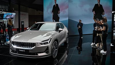 A Polestar 2 car seen during the 19th Shanghai International Automobile Industry Exhibition