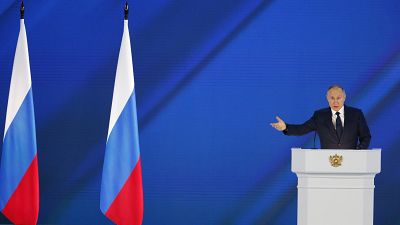 Putin bei seiner Rede zur Lage der Nation in Moskau