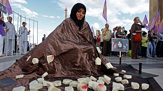 A protester demonstrates in Paris on August 28, 2010 against the death sentence of Sakineh Mohammadi Ashtiani. Her sentence was commuted and she was released in 2014.