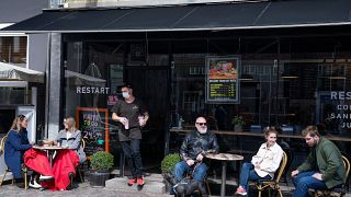 Geöffnete Kaffeeterrasse in Roskilde