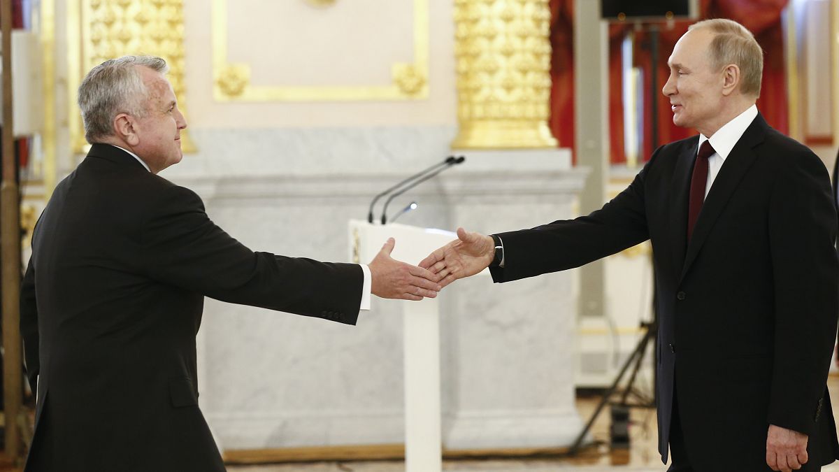 Посол США в России Джон Салливан и Владимир Путин на вручении верительных грамот в Кремле, февраль 2021 года
