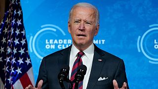 President Joe Biden speaks to the virtual Leaders Summit on Climate, from the East Room of the White House, Thursday, April 22, 2021, in Washington.