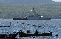 Indonesian Navy ship KRI Singa sails to take part in the search for submarine KRI Nanggala