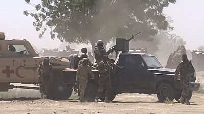 Soldats tchadiens déployés à N'Djamena le 20/04/2021, après l'annonce de la mort du président Idriss Déby - capture d'écran d'une vidéo AFP.