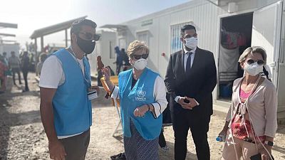 UNHCR’s Assistant High Commissioner for Protection, Gillian Triggs, visits the Pournara First Reception Centre,  Cyprus.