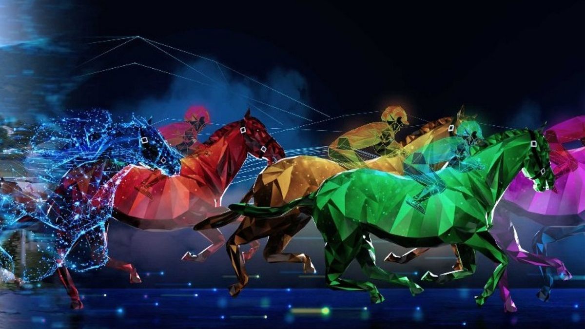 Horses are raced in a virtual reality setup and traded as Non-Fungible Tokens (NFTs)