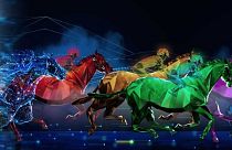 Horses are raced in a virtual reality setup and traded as Non-Fungible Tokens (NFTs)