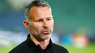 Wales coach Ryan Giggs talks to media prior to the UEFA Nations League soccer match between Bulgaria and Wales at Vassil Levski stadium in Sofia, Bulgaria, on Oct. 14, 2020. 