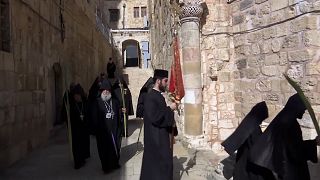 Cristãos ortodoxos celebram Domingo de Ramos em Jerusalém 