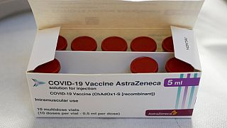 FILE - In this Wednesday, April 14, 2021 file photo, a box with vials of AstraZeneca vaccine were taken out of a fridge during a vaccination campaign in Amsterdam, Netherlands