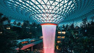 Indoor waterfalls at Singapore Airport