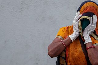 A relative of a patient who died of COVID, mourns outside a government hospital in Ahmedabad, India. April 27, 2021.