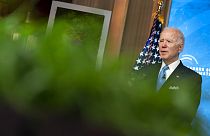 President Joe Biden speaks to the virtual Leaders Summit on Climate, from the East Room of the White House, Friday, April 23, 2021, in Washington.