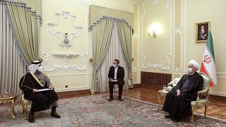وزير الخارجية القطري محمد بن عبدالرحمن خلال زيارة قام بها إلى طهران في شباط/فبراير