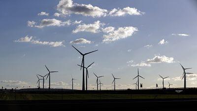 Wind turbines near Halle, central Germany. Wind turbines near Halle, central Germany.