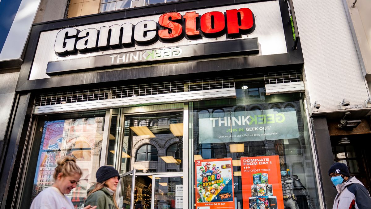 متجر ألعاب الفيديو في شارع 14 في يونيون سكوير، في حي مانهاتن بنيويورك.