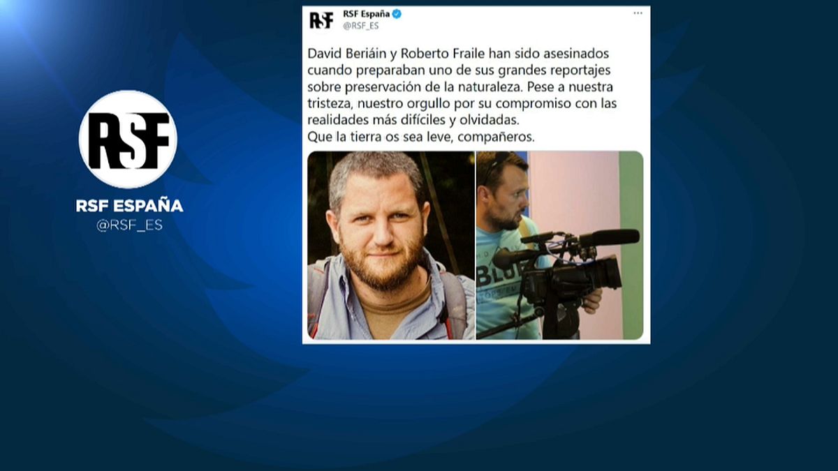 Reporteros sin Fronteras anunció en un tuit la muerte de David Beriáin y Roberto Fraile mientras hacían un reportaje en Burkina Faso.