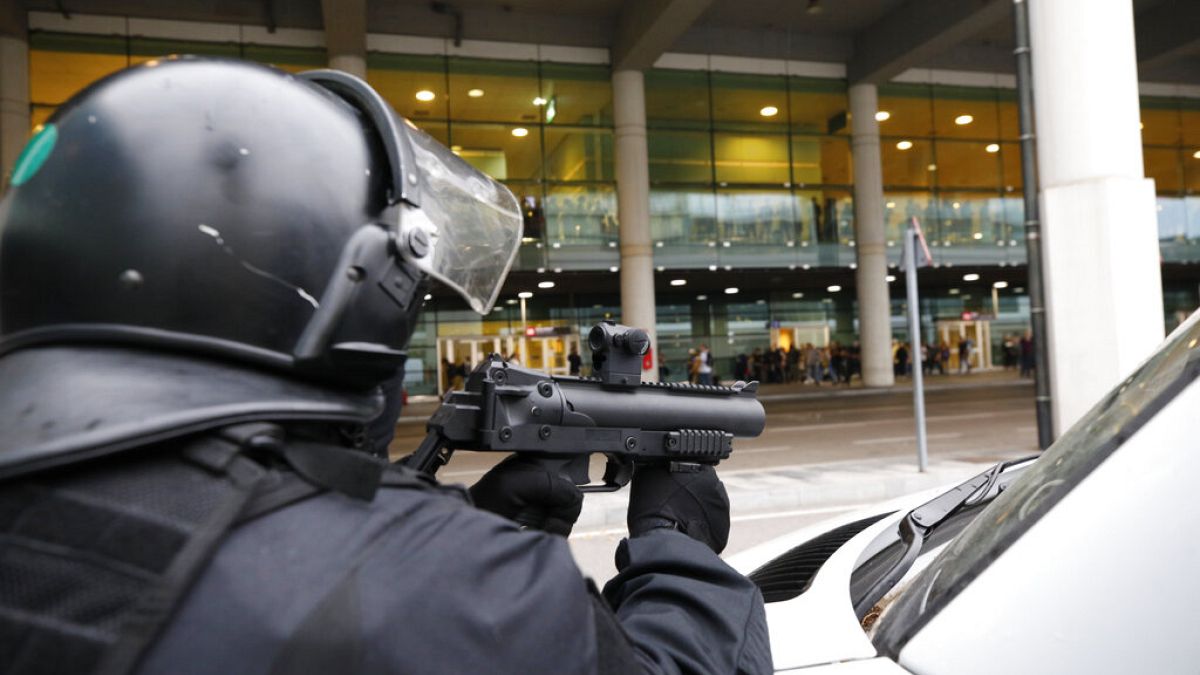 A policeman in riot gear