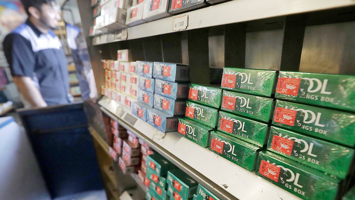 Packs of menthol cigarettes and other tobacco products at a store in San Francisco