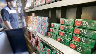 Packs of menthol cigarettes and other tobacco products at a store in San Francisco