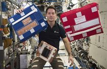 French astronaut Thomas Pesquet of the European Space Agency aboard the International Space Station.