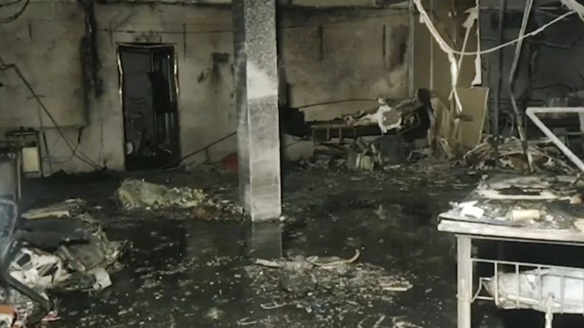 The Welfare Hospital after a deadly fire in Bharuch, western India