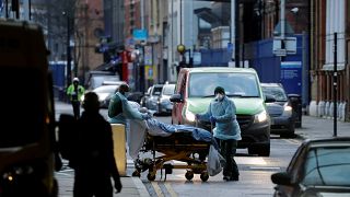 A patient outside the Royal London Hospital in east London earlier this year.