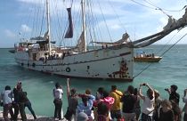 El velero zapatista "La montaña" tomó rumbo a Europa desde Isla Mujeres