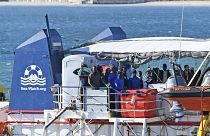 FILE: The migrant rescue ship Sea-Watch 3, carrying 47 migrants, comes into dock at the Sicilian port of Catania, southern Italy, Thursday, Jan. 31, 2019