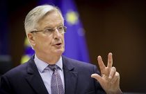Michel Barnier speaks during a debate on the EU-UK trade and cooperation agreement in Brussels.
