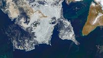 Τμήματα θαλάσσιου πάγου νότια της Νήσου Πάιονιρ (Ρωσία) στις 14 Αυγούστου του 2020.