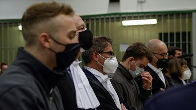 Finnegan Elder, left, and Gabriel Natale-Hjorth, fourth from left, hear the verdict in their murder trial Finnegan Elder, left, and Gabriel Natale-Hjorth, fourth from left, hear the verdict in their murder trial